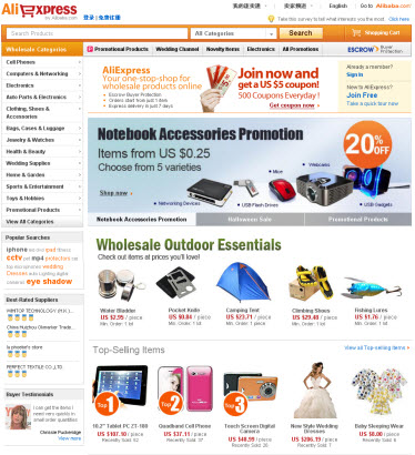 China atacado plataforma AliExpress