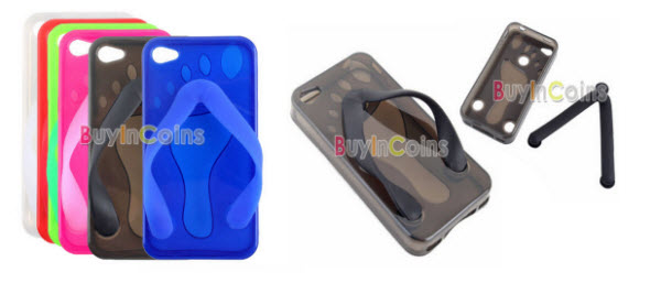virar flop chinelos TPU silicone case para iPhone 4G/4S/4GS