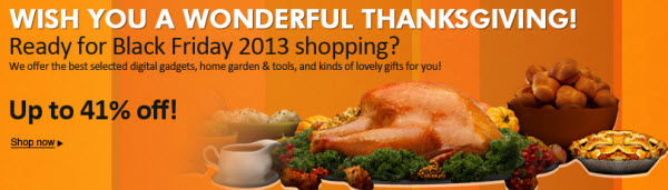 Thanksgiving Day 2013 promoções no Tomtop.com