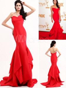 Strapless sereia trompete varredura celebridade vestido por Milanoo.com